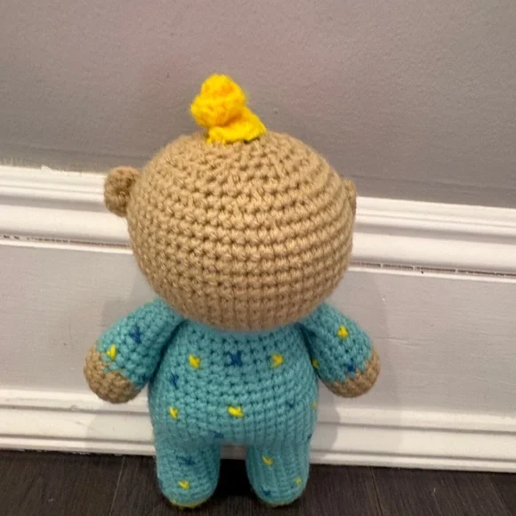 NWOT HANDMADE Cocomelon JJ Crochet Stuffed Doll Blue Outfit and Yellow Accents - Picture 5 of 5